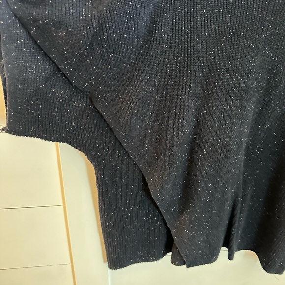 J Jill OS speckled blue oversized oblong crew neck short sleeve woman sweater - Picture 3 of 10